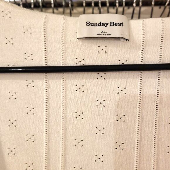 Aritzia Sunday Best Francis Pointells Sweater Light Burch White XL - Picture 3 of 6